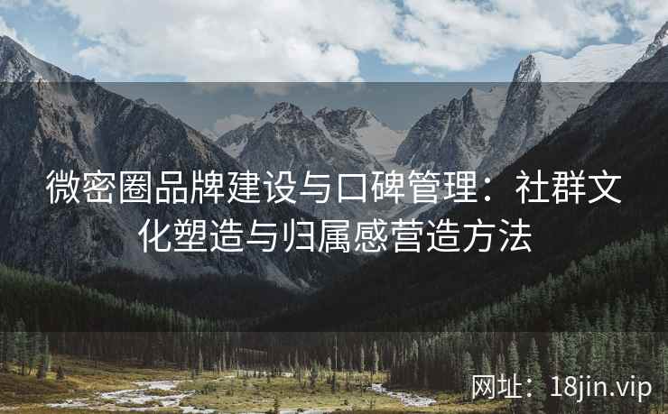 微密圈品牌建设与口碑管理：社群文化塑造与归属感营造方法